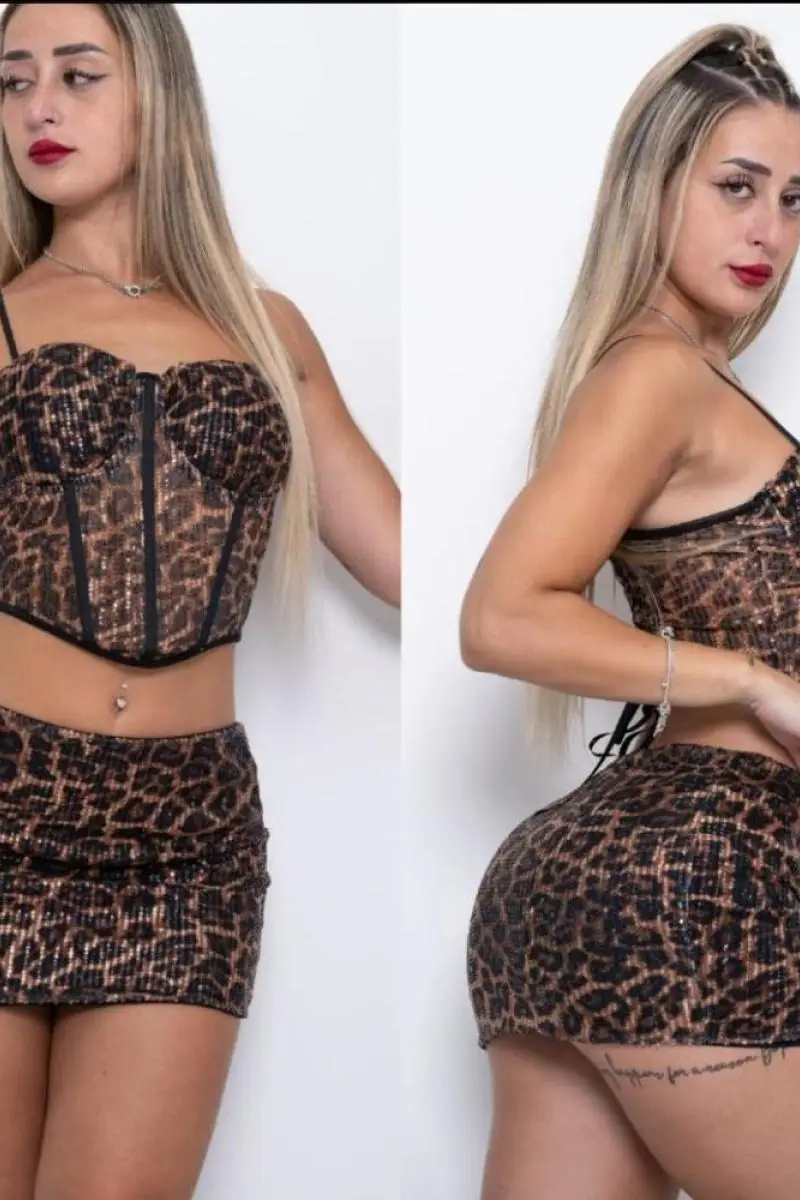 Mini con lentejuelas estampado M104