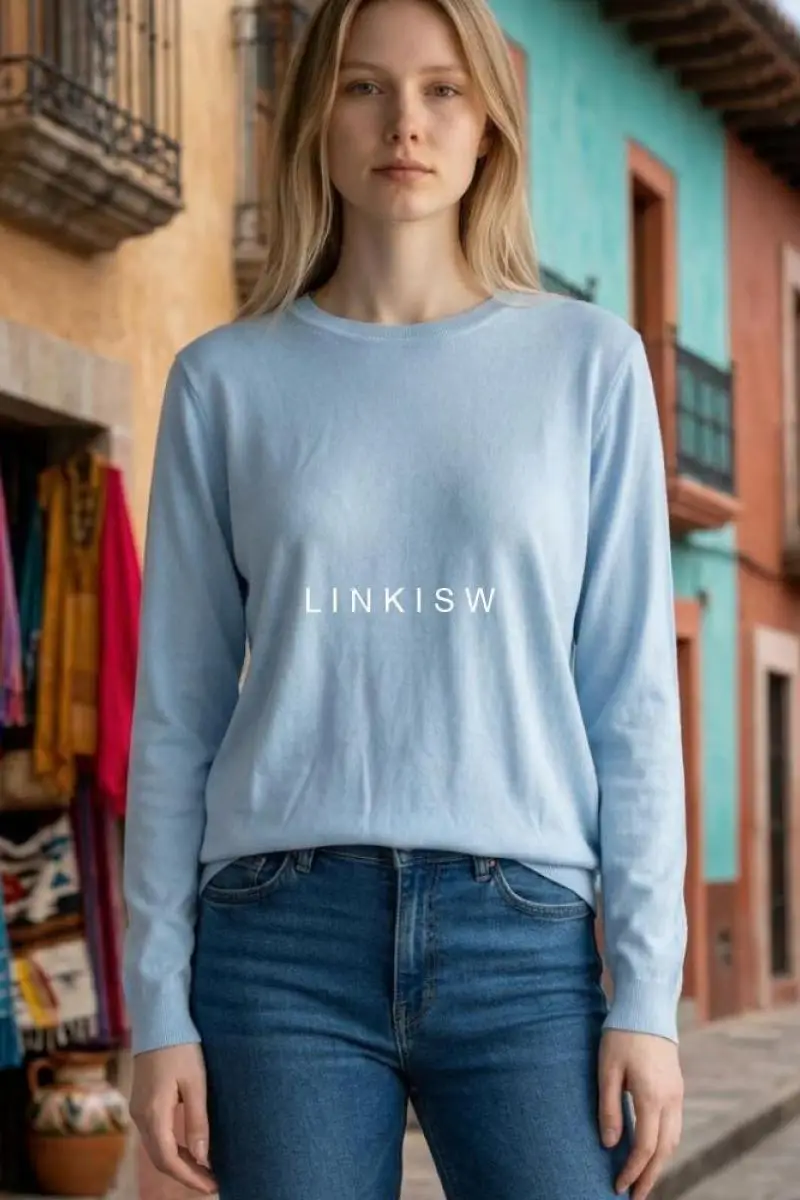 115 - SWEATER ENCAJE CELESTE